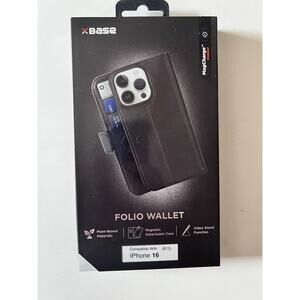 XBASE FOLIO WALLET FOR IPHONE 16 (6.1) WITH MAGCHARGE ENABLED BLACK NEW
